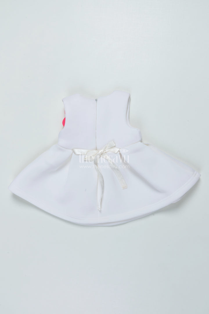 Baby Girl Birthday Frock with Floral Accents In Soft Scuba Fabric