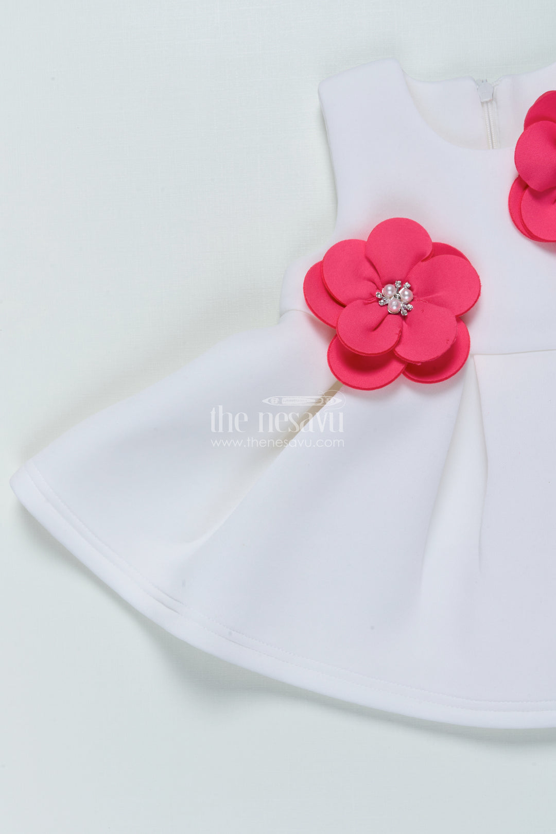 Baby Girl Birthday Frock with Floral Accents In Soft Scuba Fabric