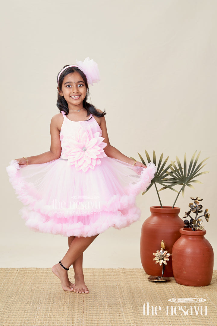 Pink Baby Girl Frock With Soft Net For Birthdays And Photoshoots