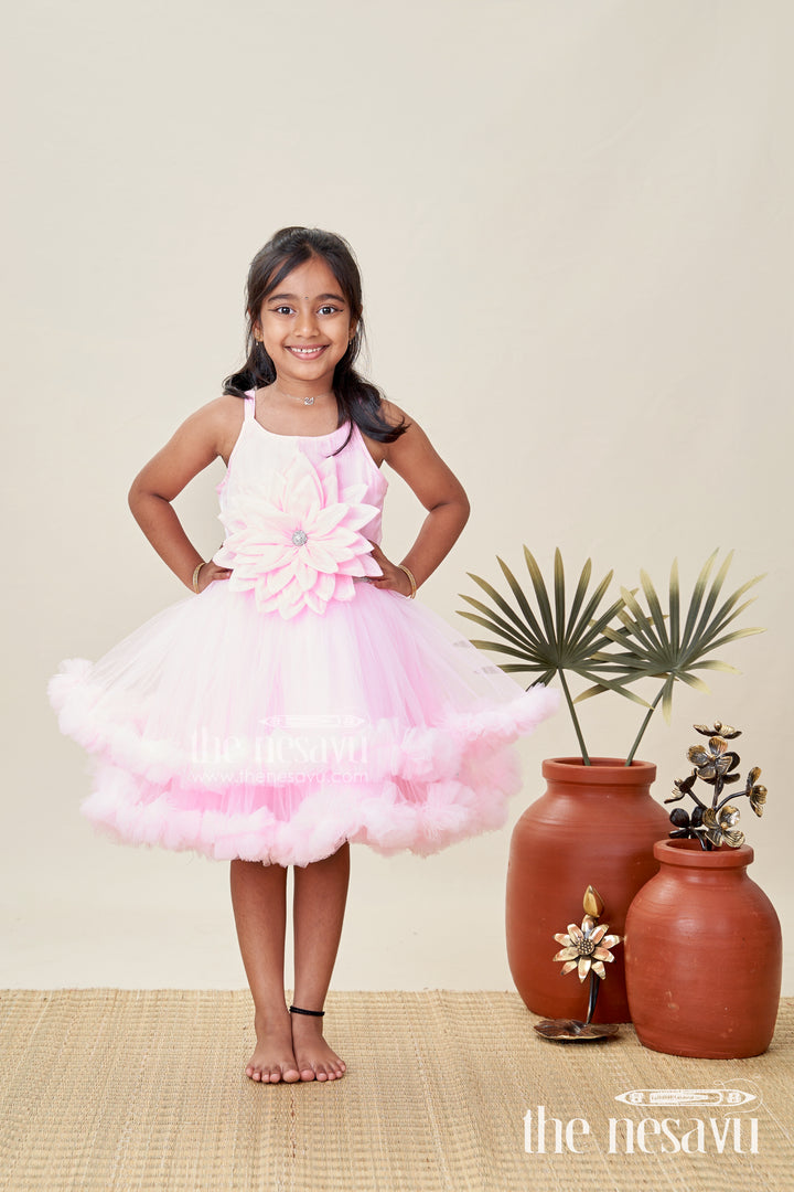 Pink Baby Girl Frock With Soft Net For Birthdays And Photoshoots