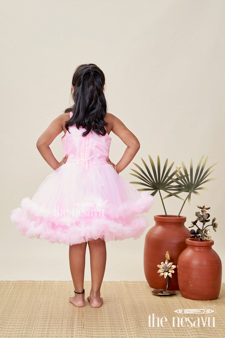 Pink Baby Girl Frock With Soft Net For Birthdays And Photoshoots