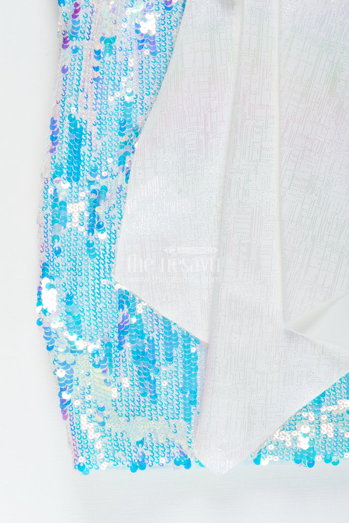 Fancy party frock for baby girl with sequin sparkle and satin bow
