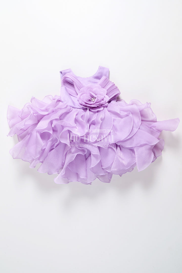 Purple shimmer georgette layered frock for girls birthday parties
