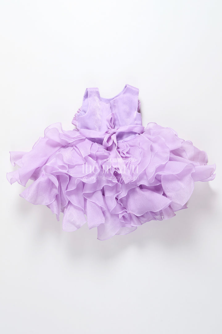 Purple shimmer georgette layered frock for girls birthday parties