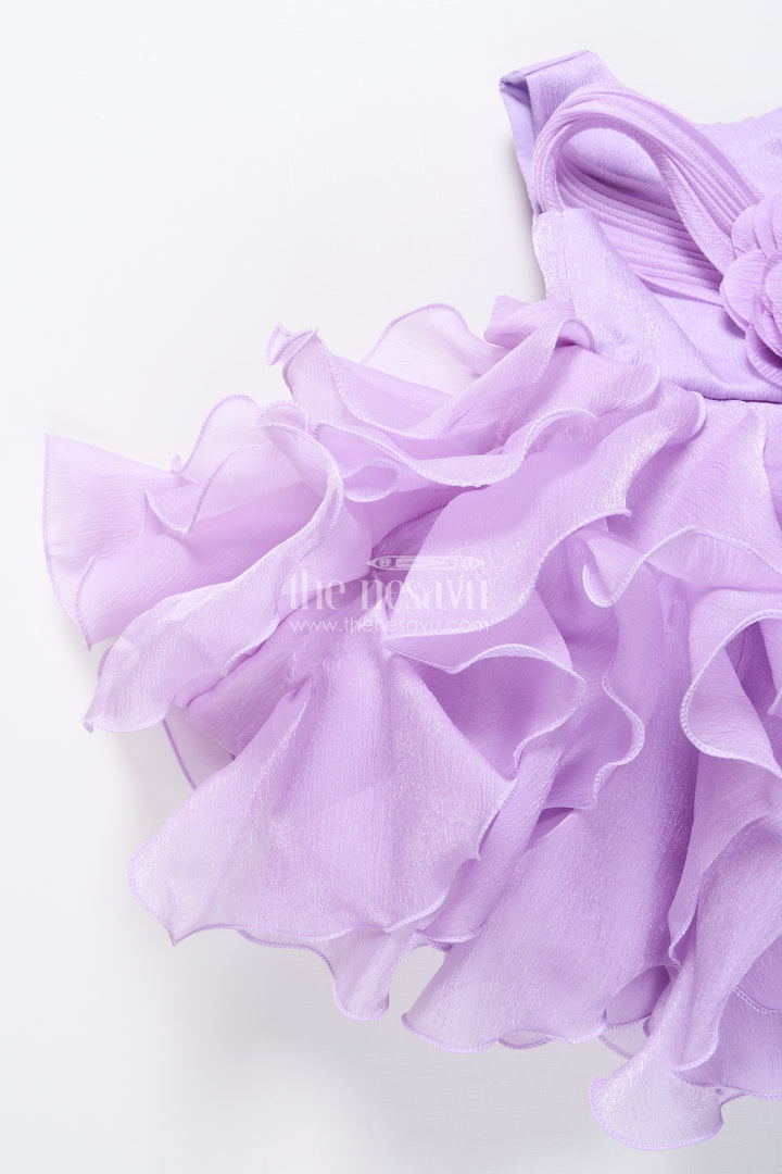 Purple shimmer georgette layered frock for girls birthday parties