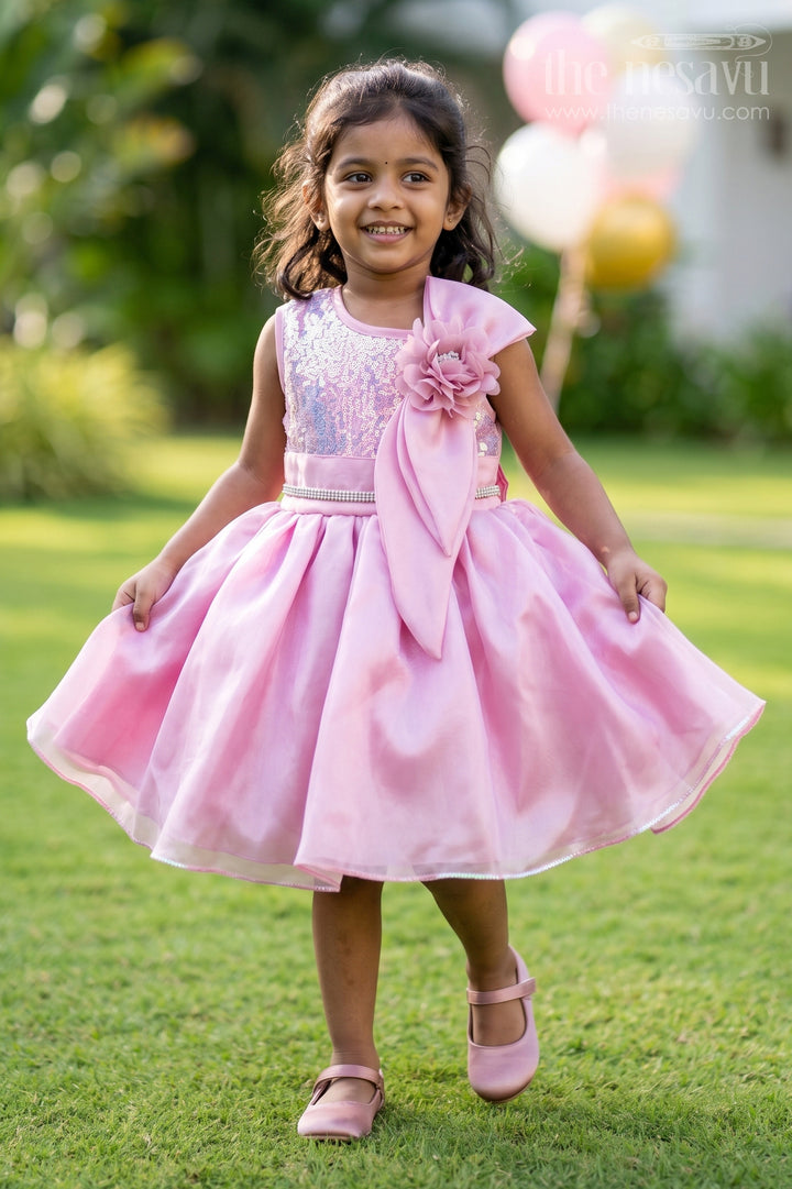 Girls Organza Party Frock with Sequin Work for Birthdays and Evening Events