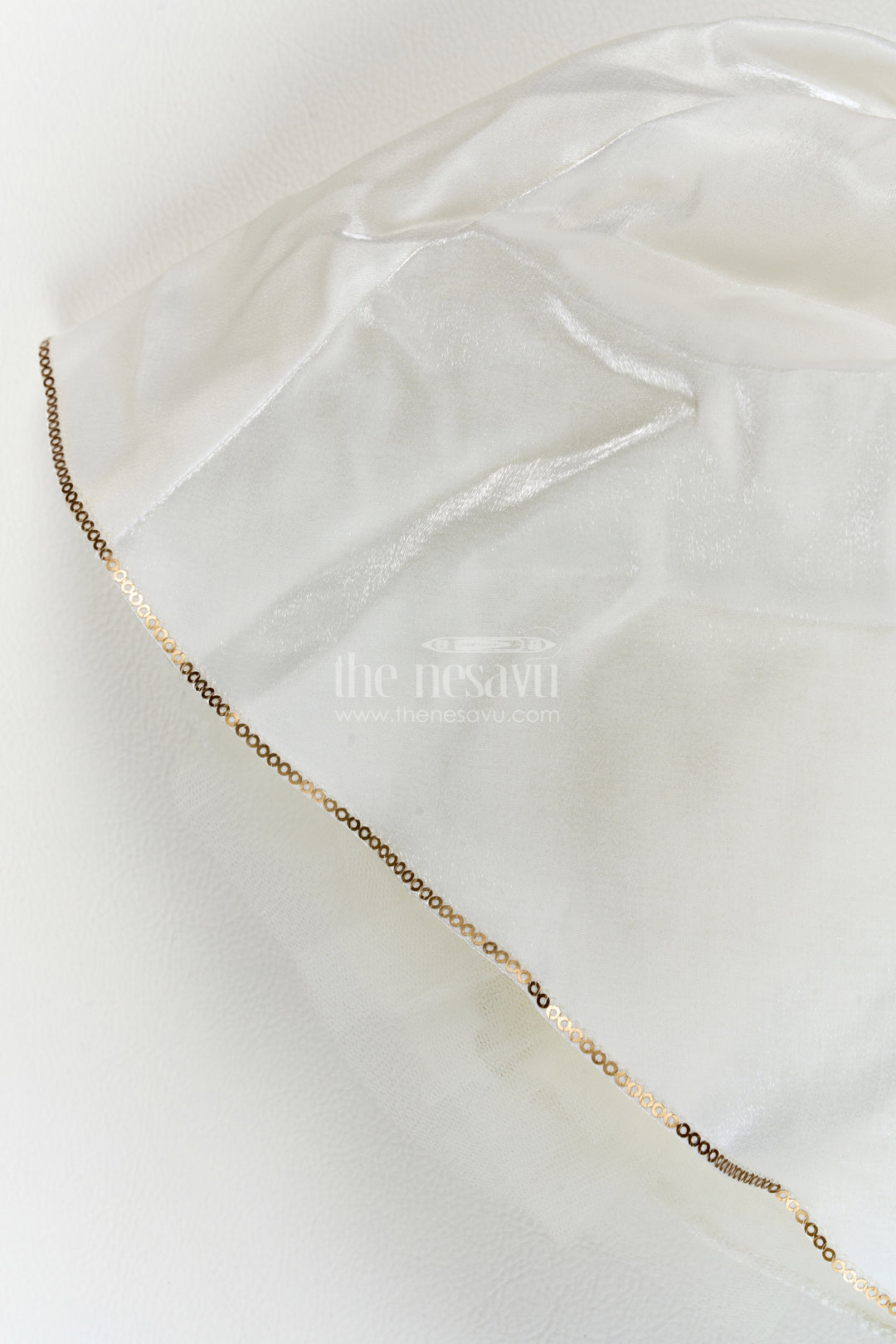 Girls White Bronze Bow Satin Party Frock