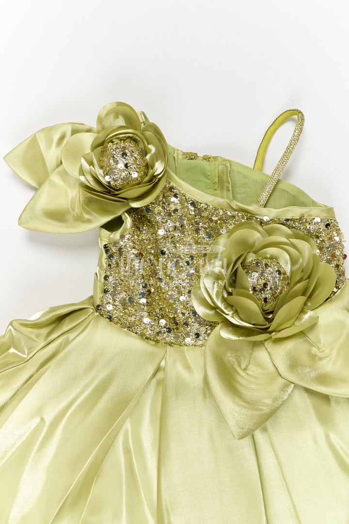 Designer Frock for Girls in Gold for Festive Gatherings
