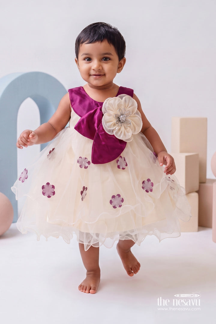 Girls Floral Net Frock for Receptions and Milestone Celebrations