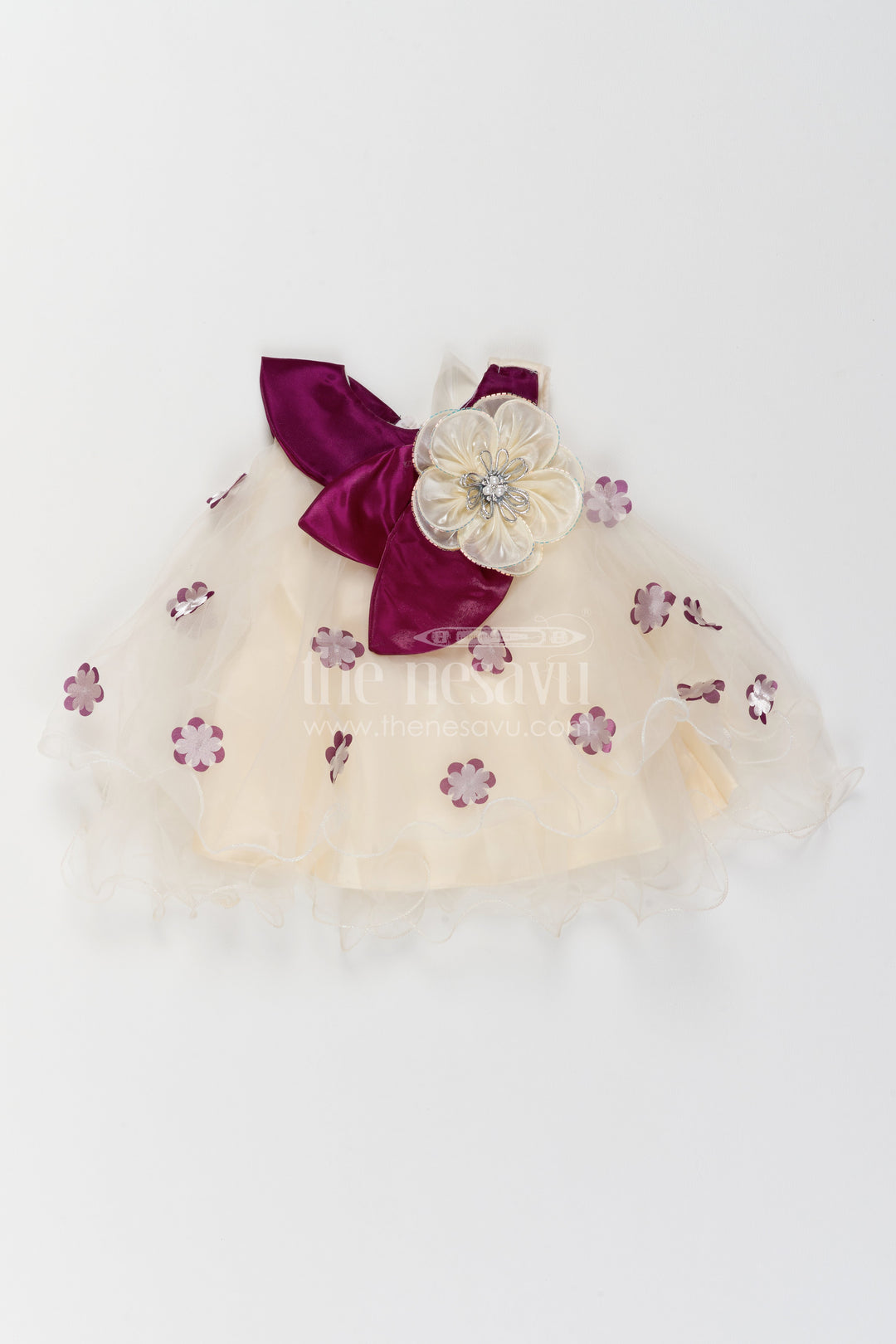 Girls Floral Net Frock for Receptions and Milestone Celebrations