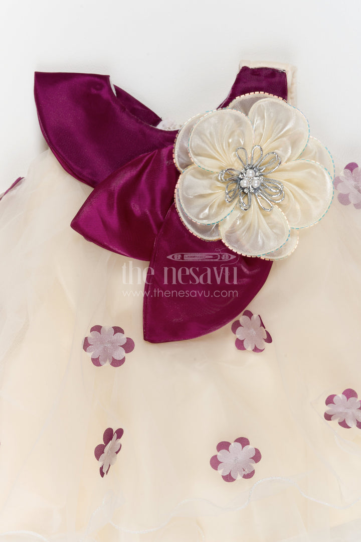 Girls Floral Net Frock for Receptions and Milestone Celebrations