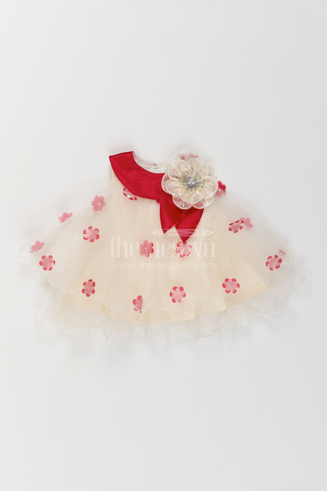 Girls Floral Applique Frock for Birthdays and Garden Party Celebrations