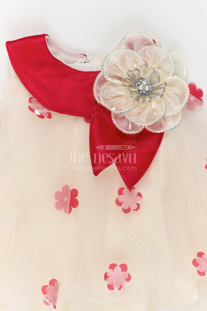 Girls Floral Applique Frock for Birthdays and Garden Party Celebrations