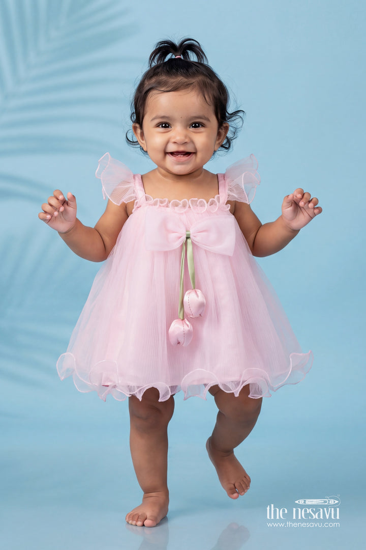 Girls Bow Party Frock for First Birthdays and Cake Smash Photos