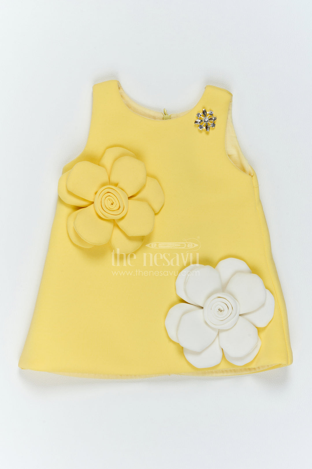 Baby Girl Flower Applique Dress for Birthday Outings and Family Parties