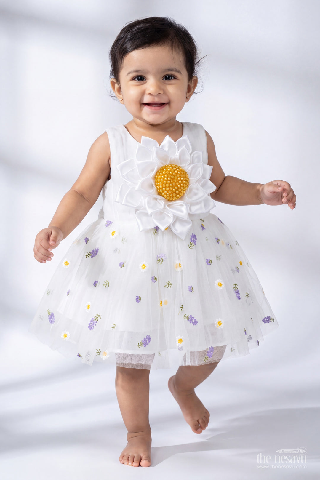 Baby Girl Polka Dot Frock for First Birthday and Cake Cutting