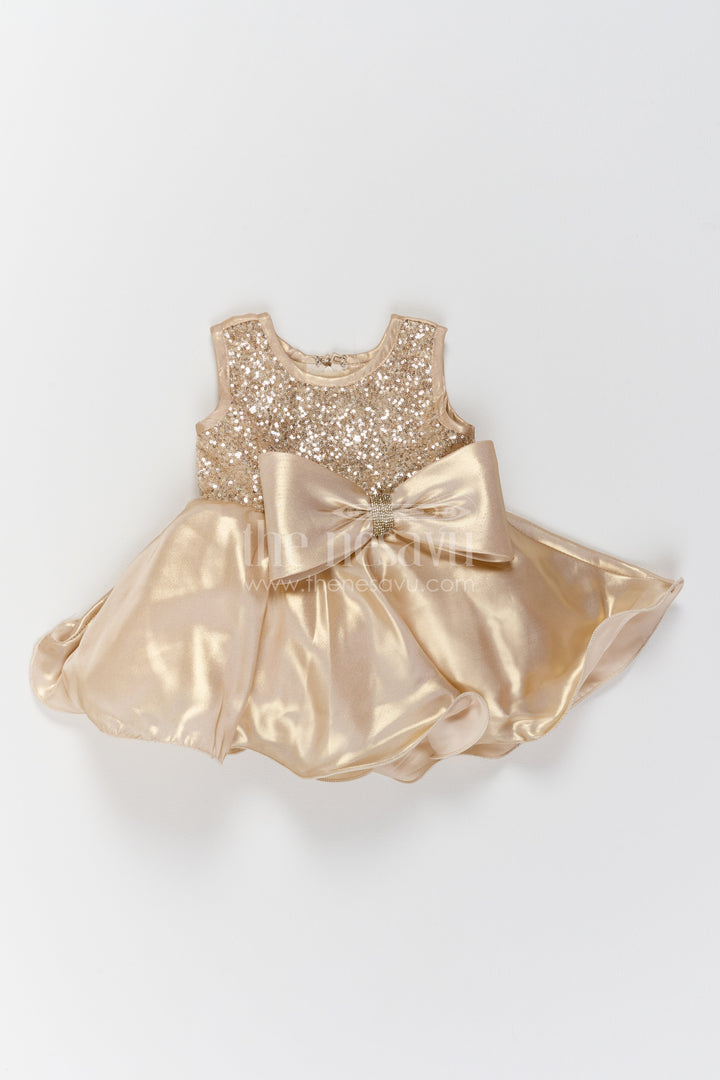 Baby Girl Sculpted Satin Frock for Receptions and Milestone Parties