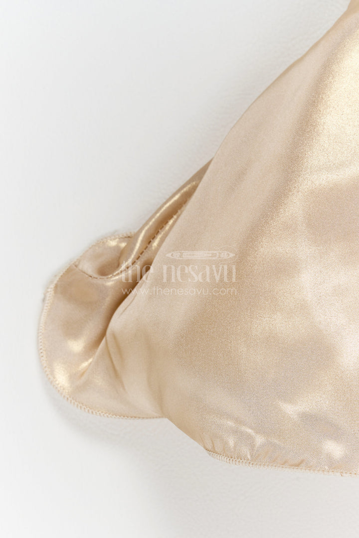Baby Girl Sculpted Satin Frock for Receptions and Milestone Parties