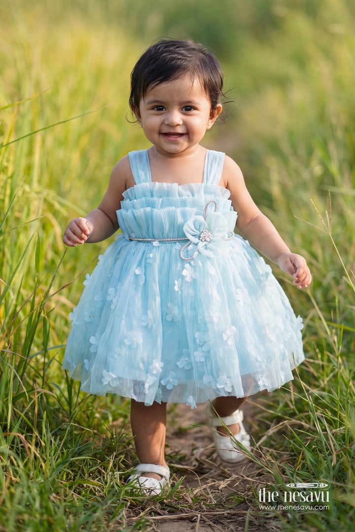 Designer Frock for Girls in Blue for Celebrations and Photos