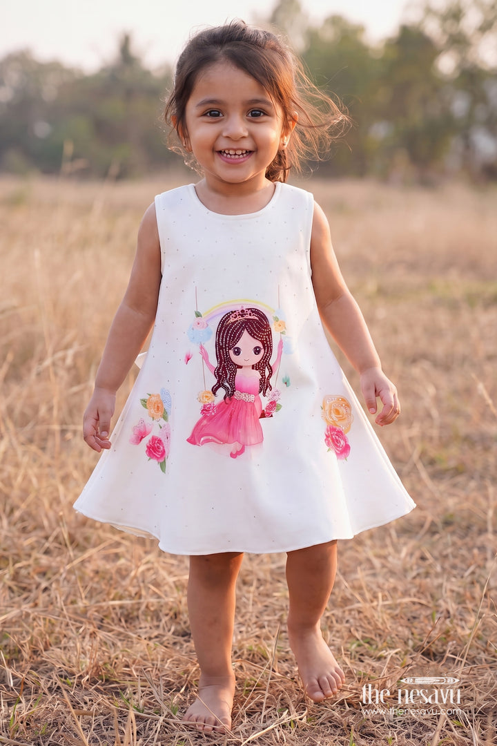 Designer Frock for Girls in White for Celebrations and Photos