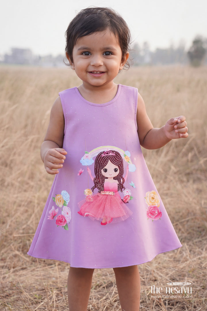 Girls Party Frock with Digital Print for Family Functions