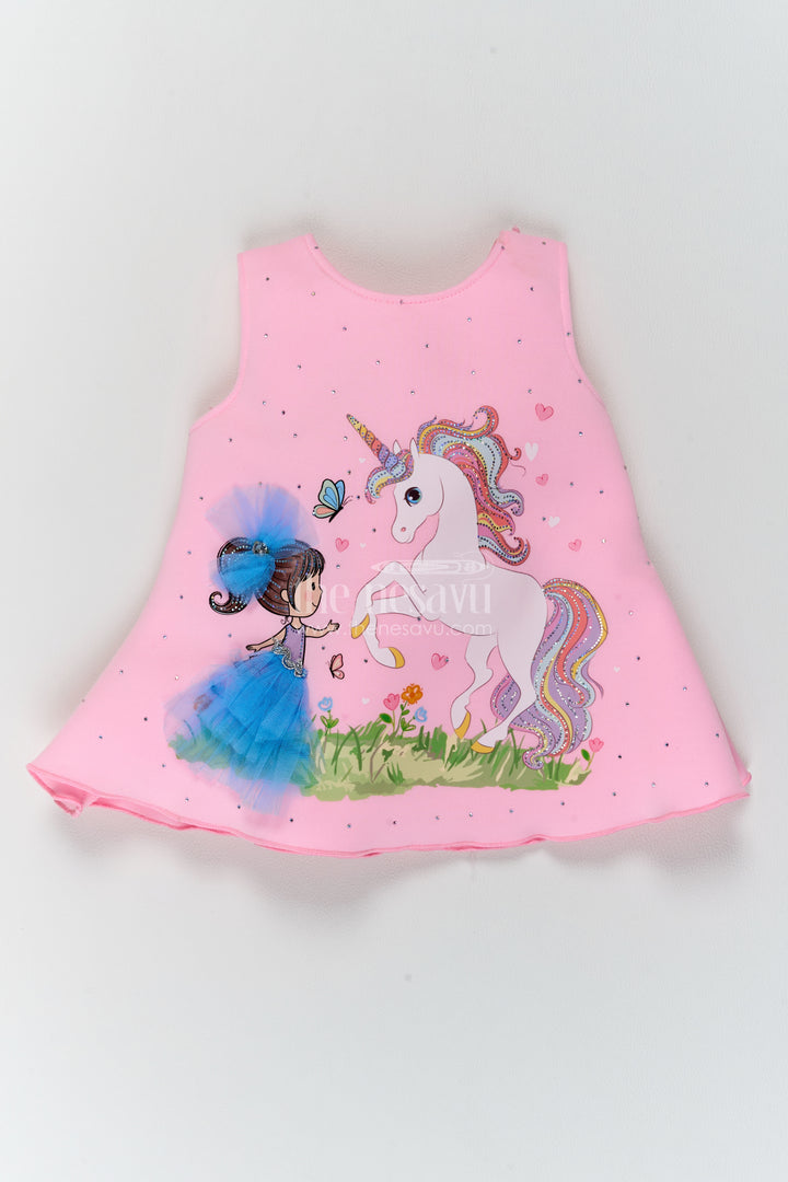 Girls Scuba Party Frock in Pink with Unicorn Rainbow