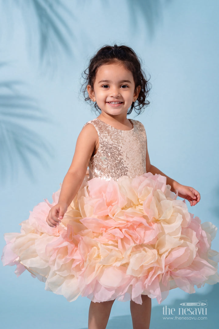 Designer Frock for Girls in Peach for Festive Gatherings