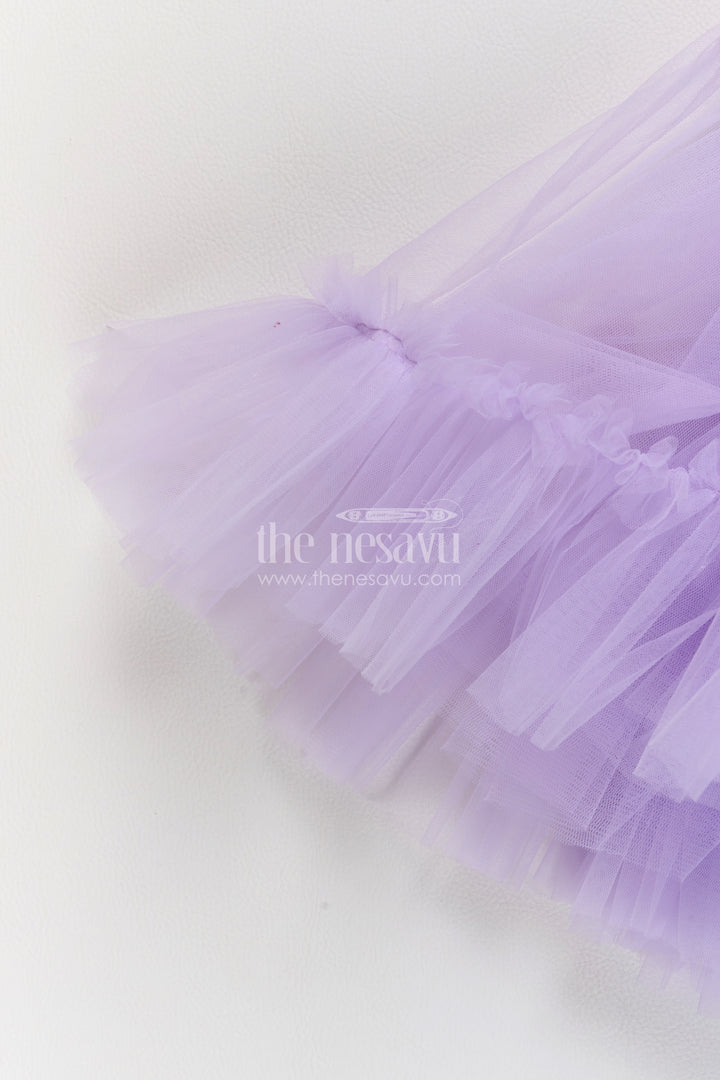 Girls Lavender Pink Butterfly Tiers Soft Net Party Frock