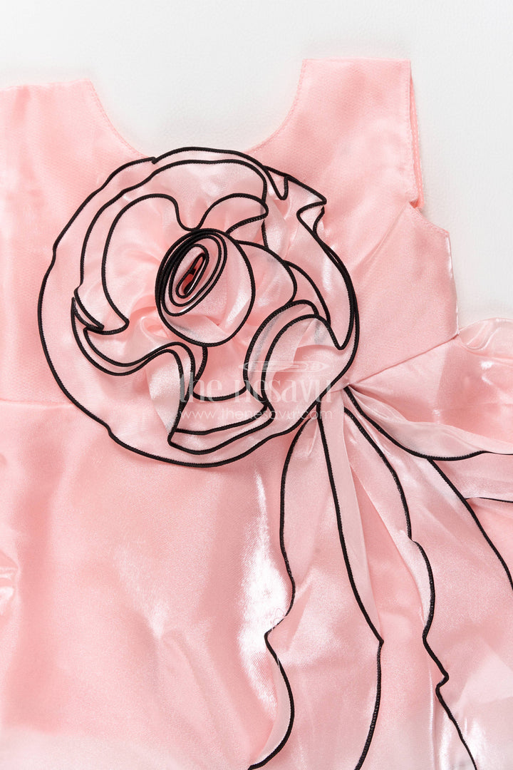 Girls Party Frock in Pink with Floral Detailing