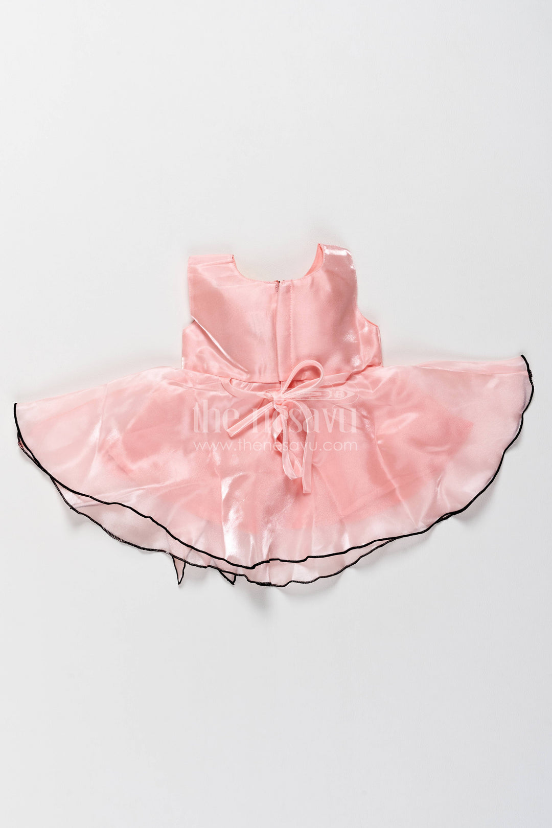 Girls Party Frock in Pink with Floral Detailing