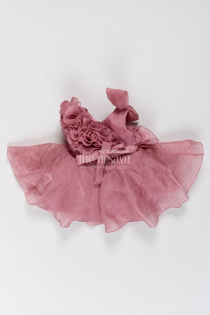 Girls Dusty Rose Georgette Butterfly Cascade Party Frock