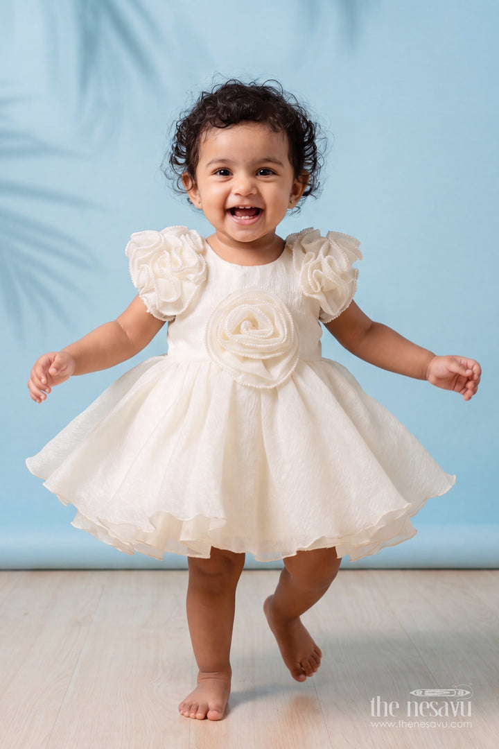 Designer Frock for Girls in White for Joyful Occasions