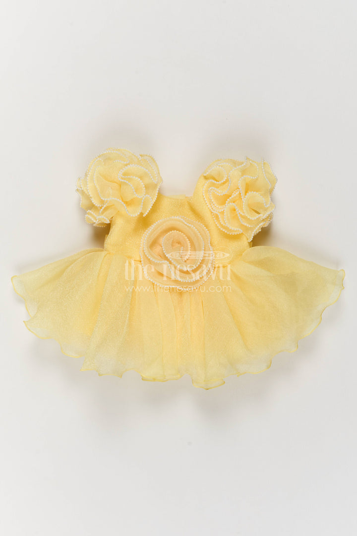 Girls Party Frock in Yellow for Special Functions