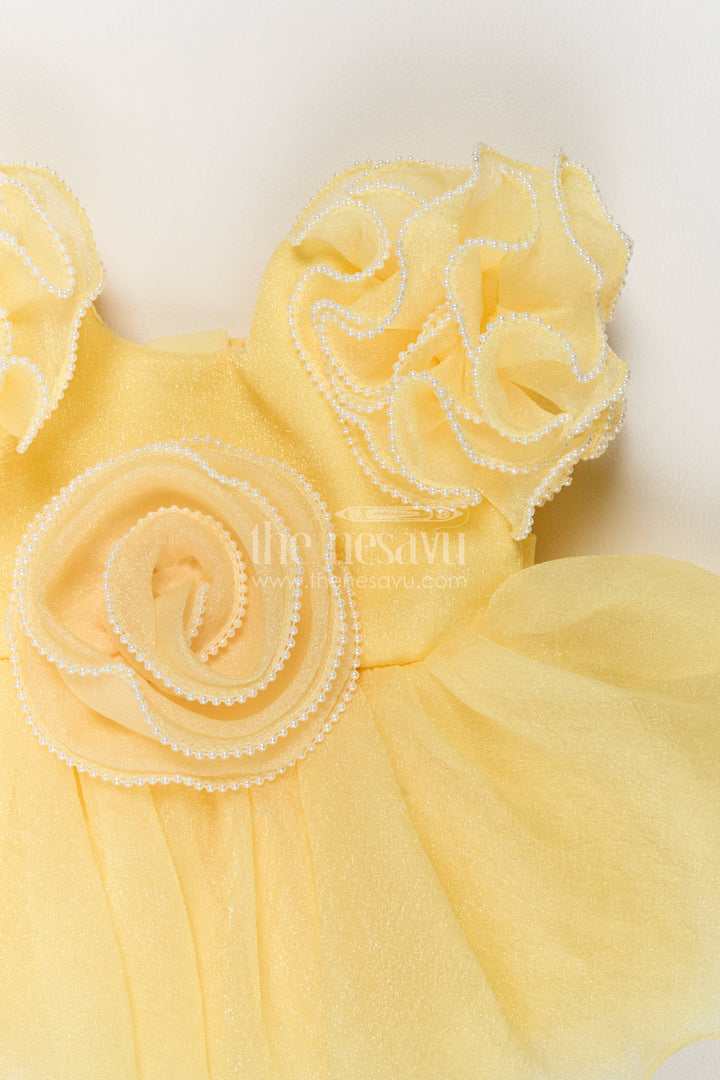 Girls Party Frock in Yellow for Special Functions