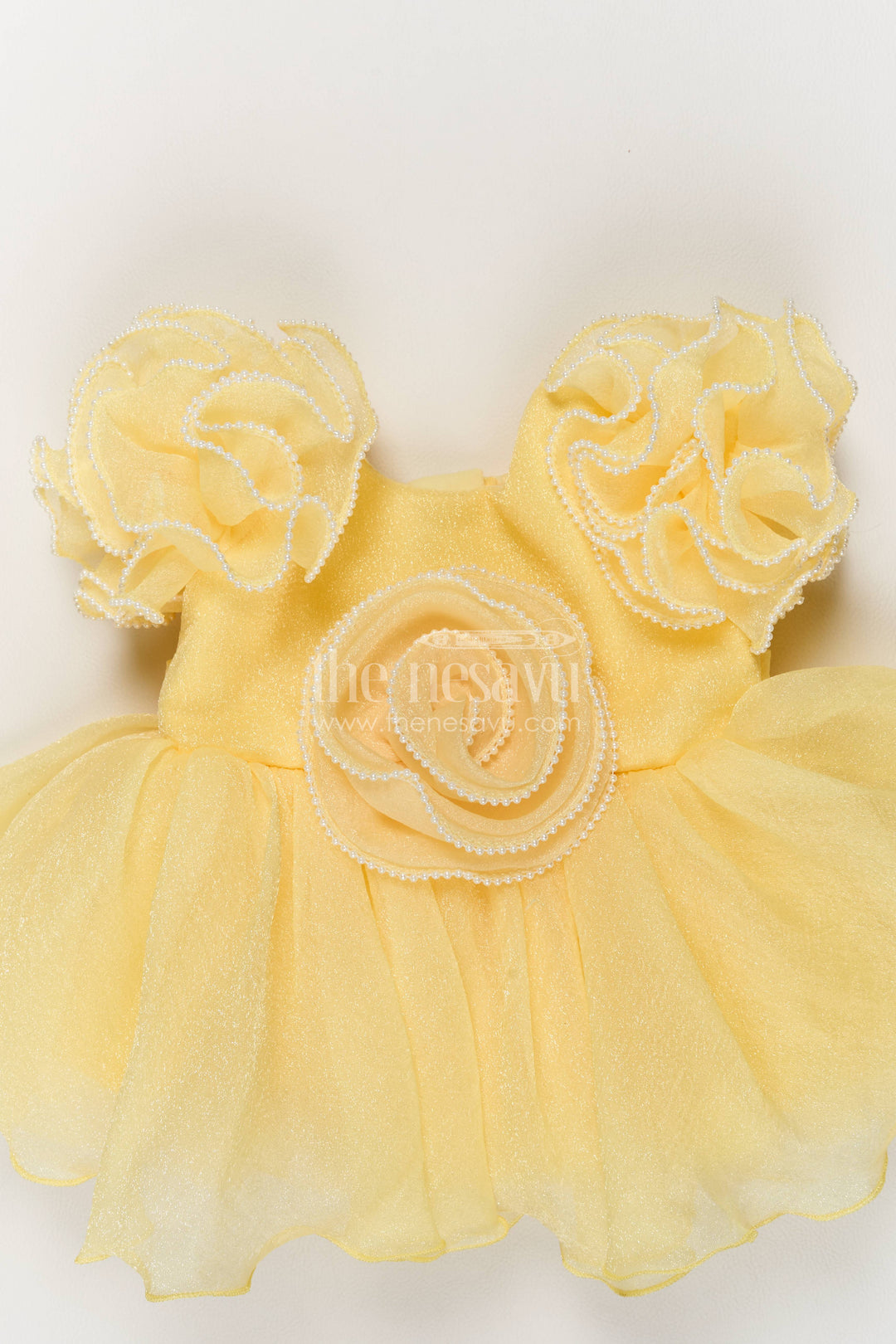 Girls Party Frock in Yellow for Special Functions