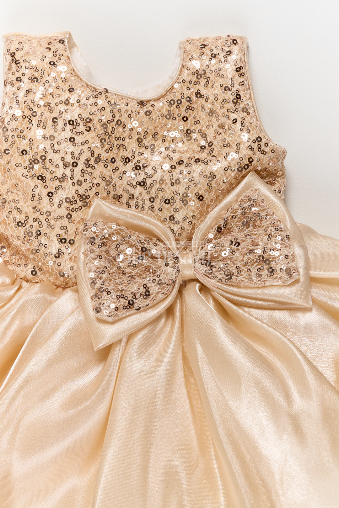 Girls Party Frock in Gold with Sequin Work