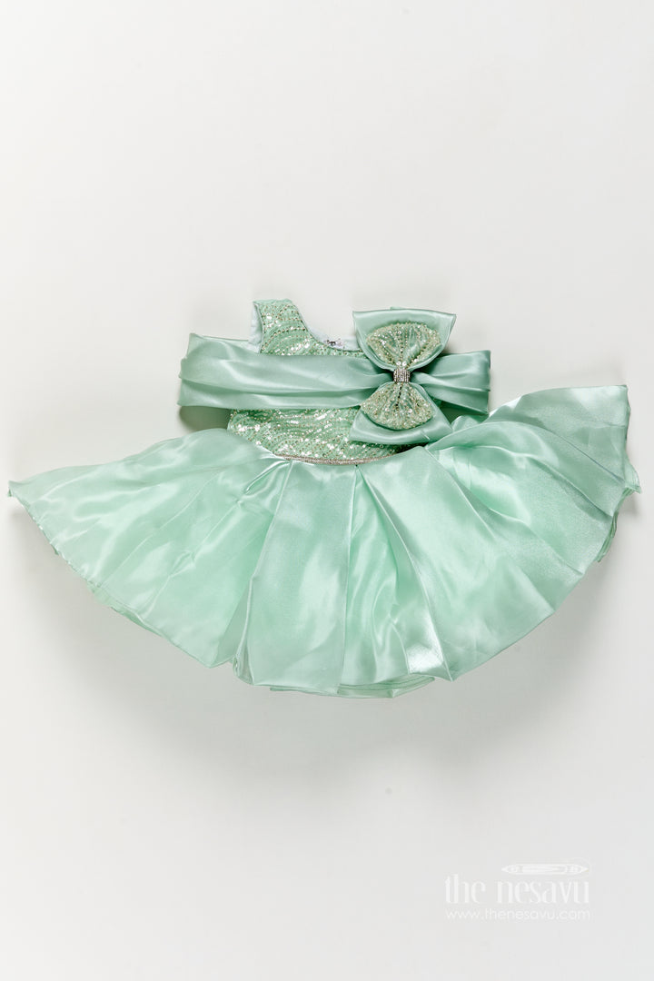Girls Party Frock in Blue with Thread Embroidery