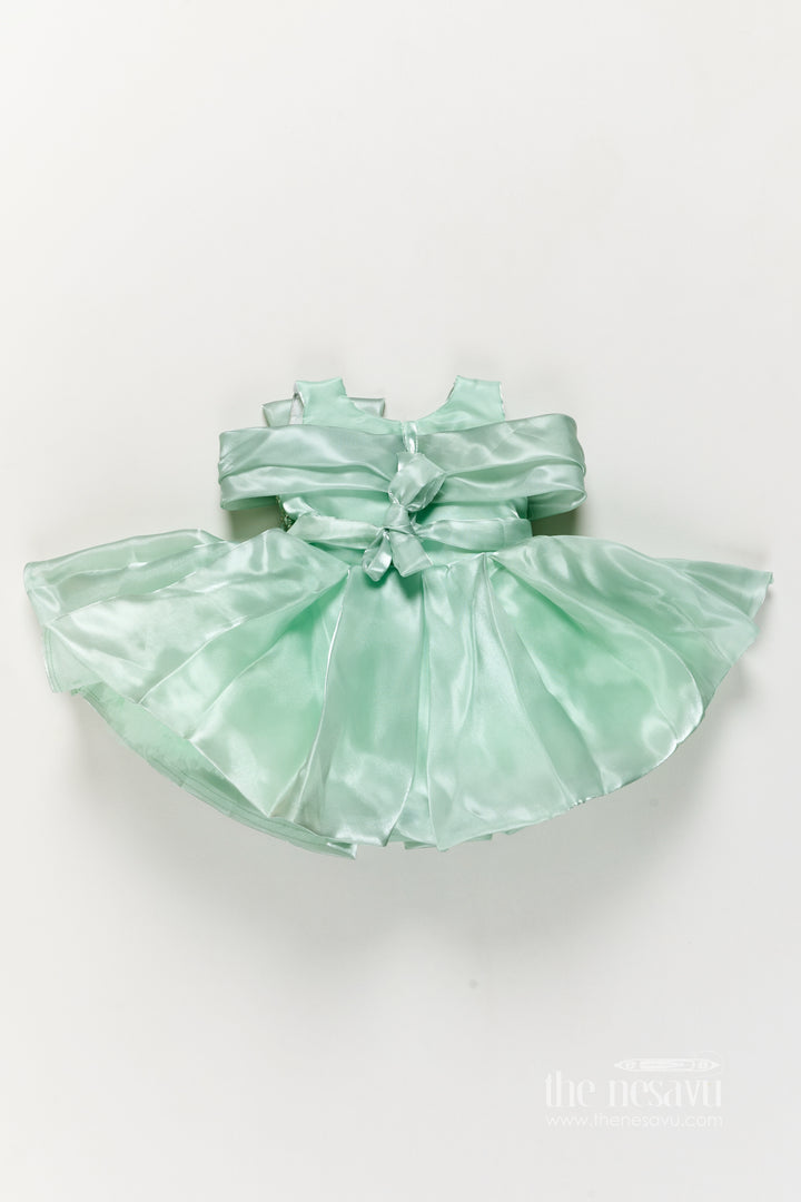 Girls Party Frock in Blue with Thread Embroidery
