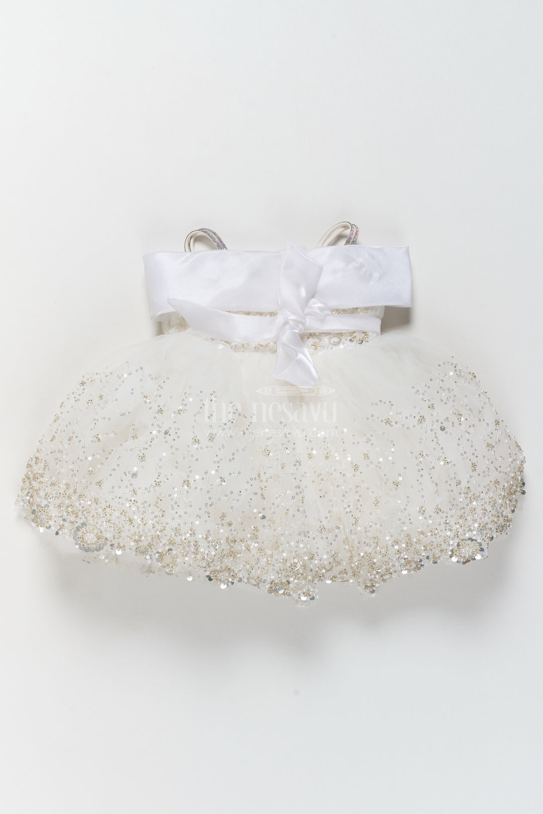 Designer Frock for Girls in White for Celebration Styling