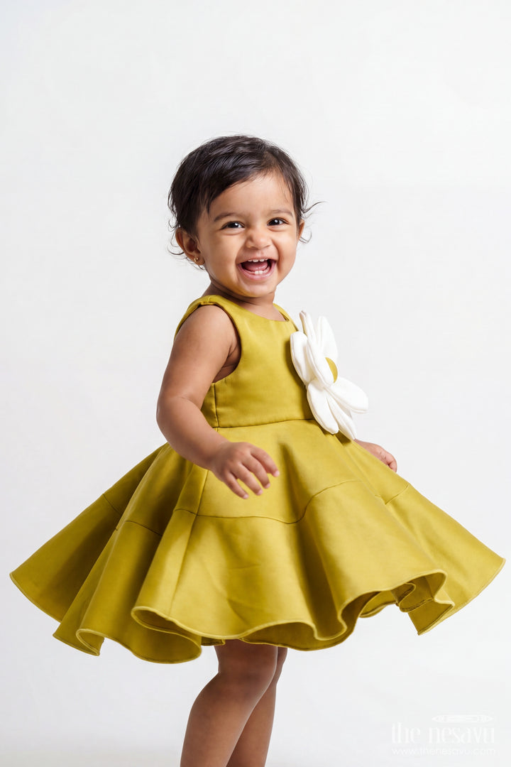 Designer Frock for Girls in Green for Festive Gatherings