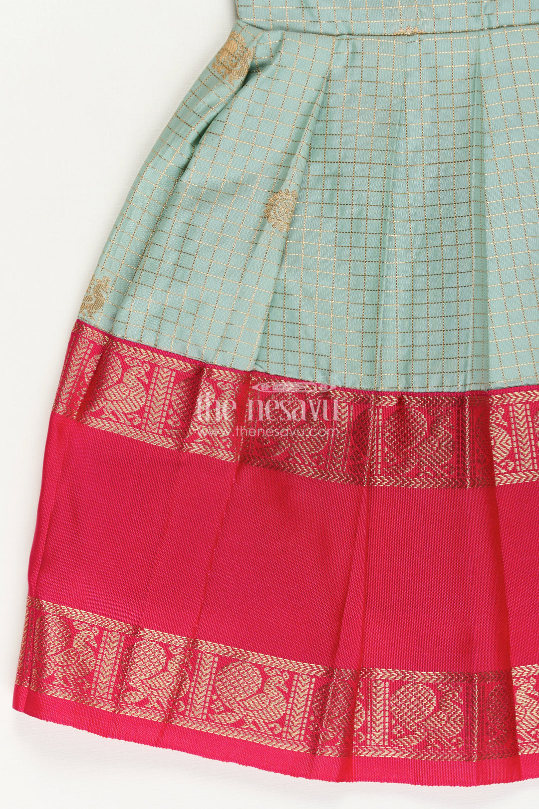 Girls Traditional Silk Frock with Dual Tone Finish and Puff Sleeves in silk short dress Design