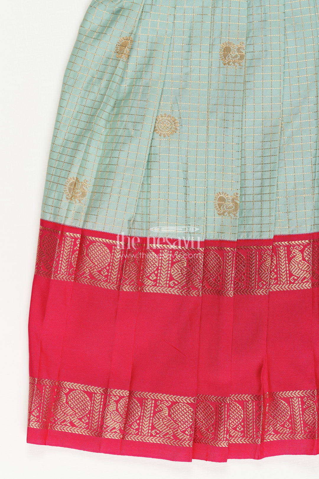 Girls Traditional Silk Frock with Dual Tone Finish and Puff Sleeves in silk short dress Design