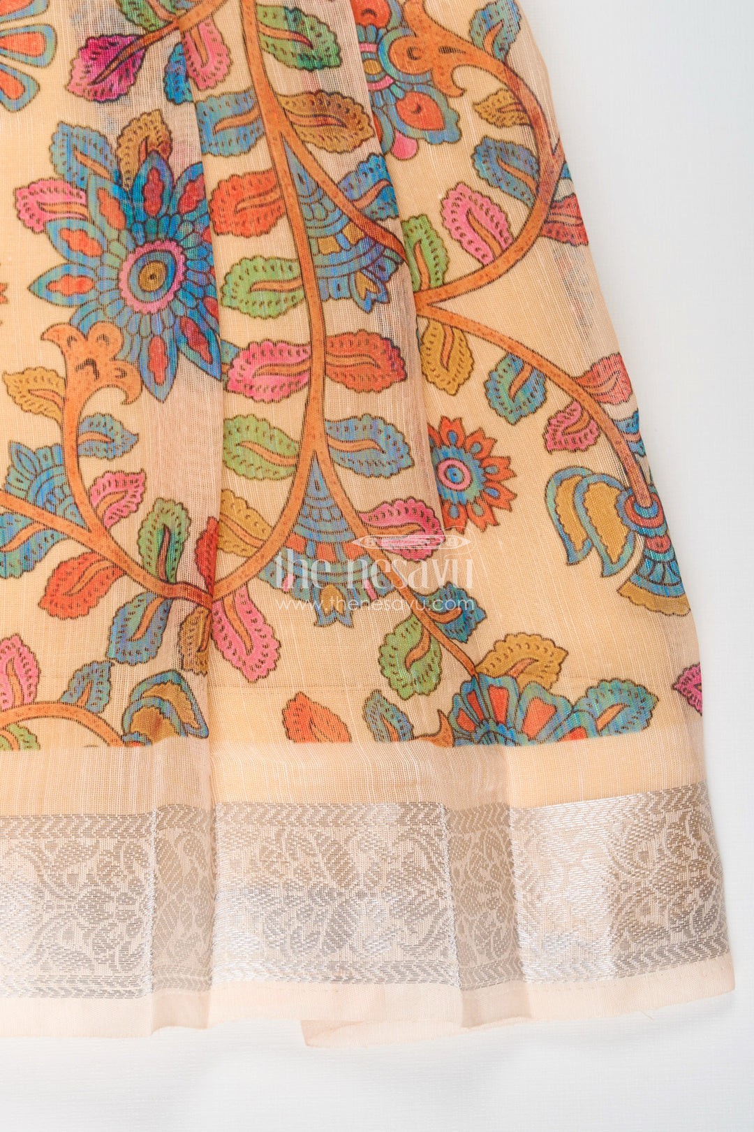 Girls New Dress Collection in Printed Chanderi Cotton with Raw Silk Yoke and Short Puff Sleeves