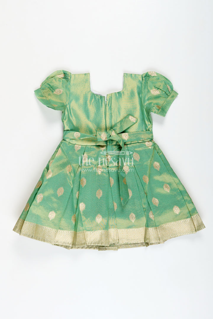 South Indian Traditional Silk Dress For Baby Girls With Zari Work
