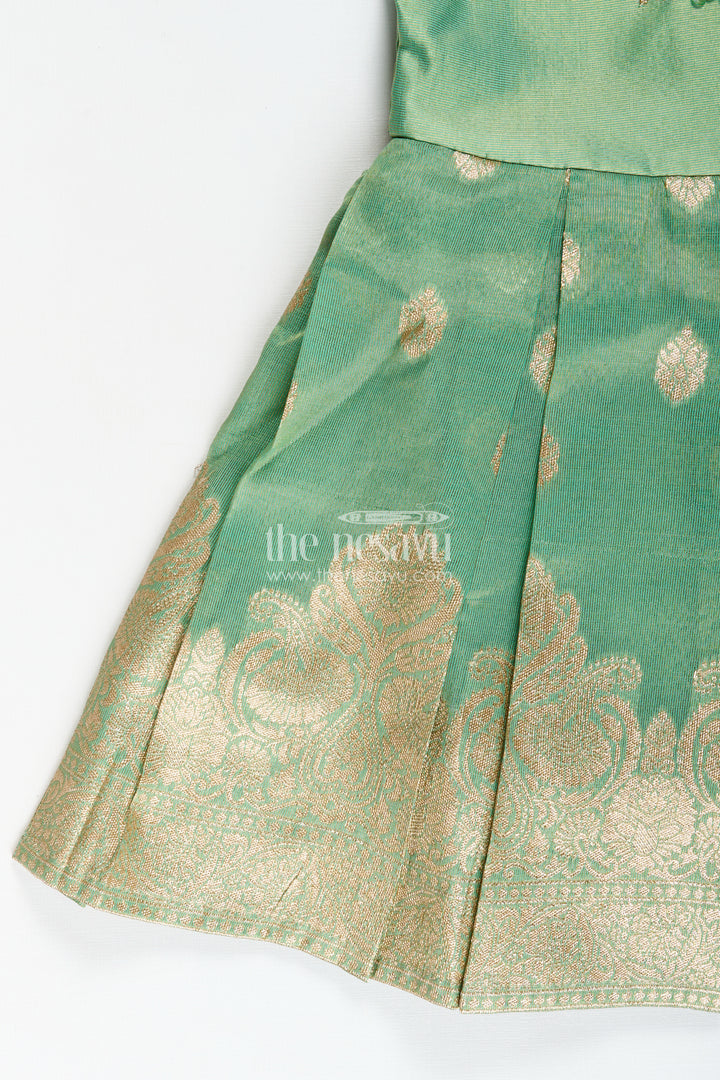South Indian Traditional Silk Dress For Baby Girls With Zari Work