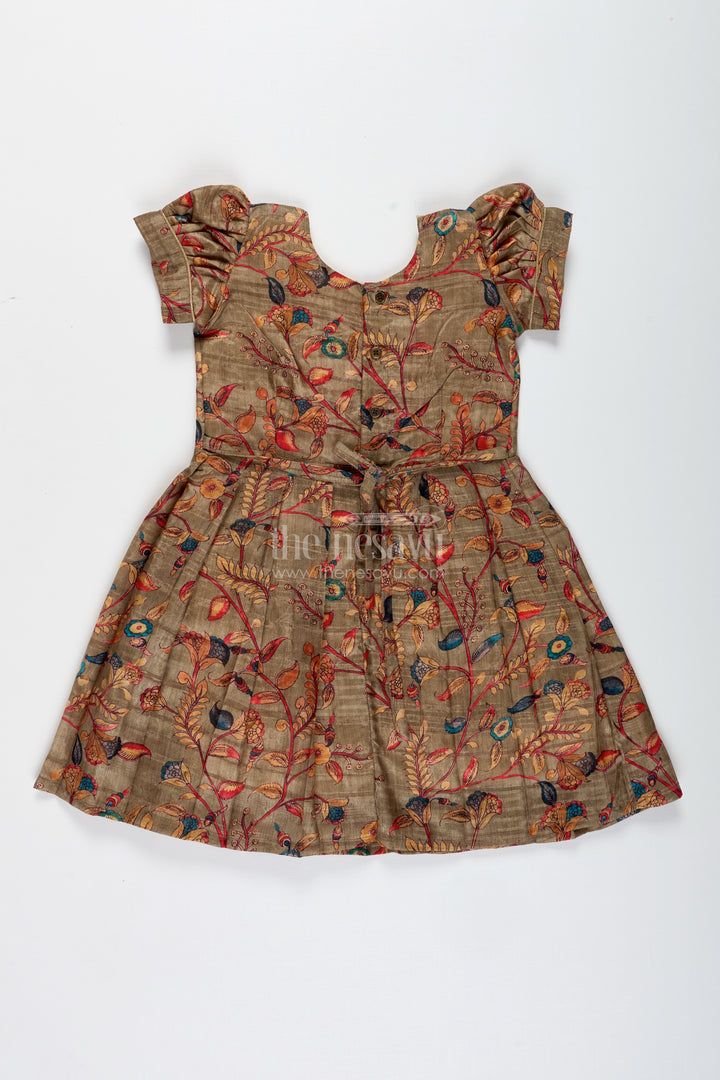 Chanderi Cotton Frock For Girls With Floral Print Festive Ethnic Outfit