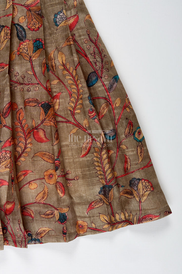 Chanderi Cotton Frock For Girls With Floral Print Festive Ethnic Outfit