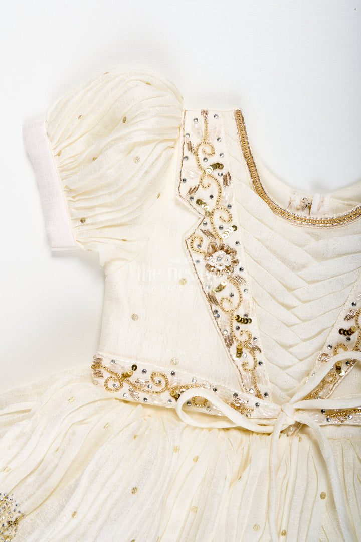 Baby Girl Silk Frock With Gold Embroidery For Naming Ceremonies And Weddings