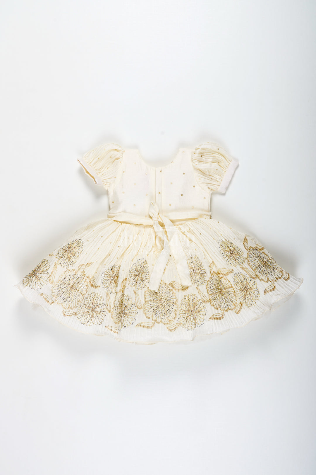 Baby Girl Silk Frock With Gold Embroidery For Naming Ceremonies And Weddings