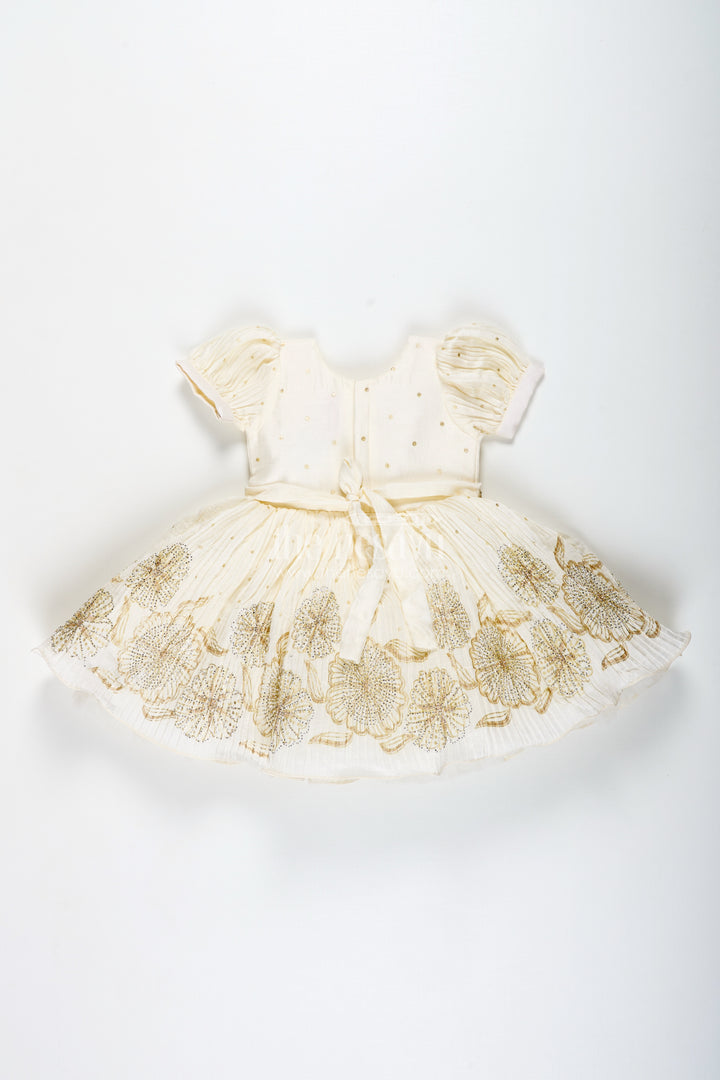 Baby Girl Silk Frock With Gold Embroidery For Naming Ceremonies And Weddings